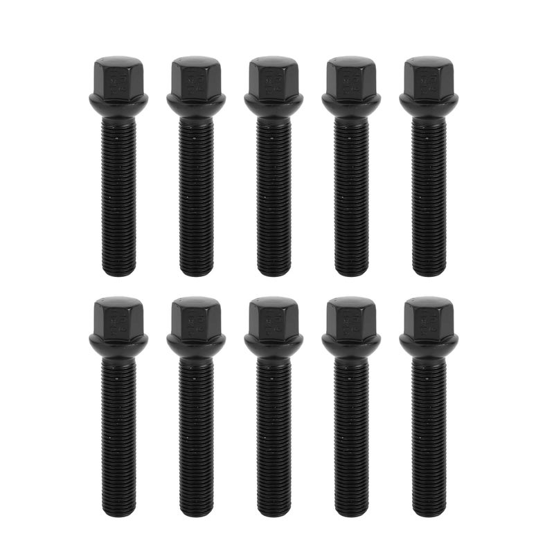 TUCKBOLD M14x1.5mm Ball Seat Wheel Lug Bolt for Volkswagen 19mm Hex 65mm Shank Length Sturdy | Extended Bolts Black 10 Pcs - Image 1